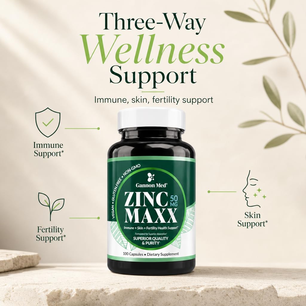 GANNON MED Zinc Supplements - Immunity + Skin + Reproductive Health