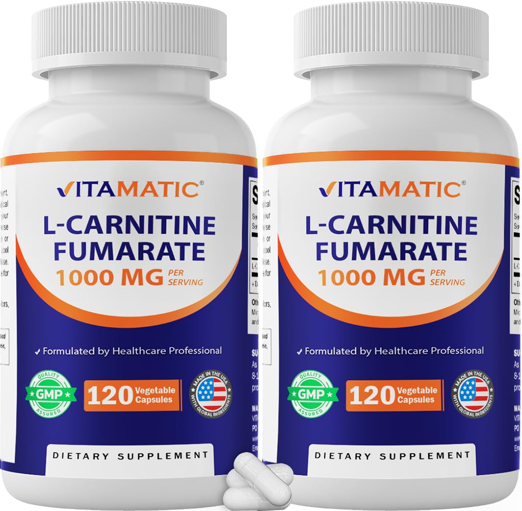 Vitamatic L-Carnitine Fumarate 1000 mg - 120 Vegetable Capsules