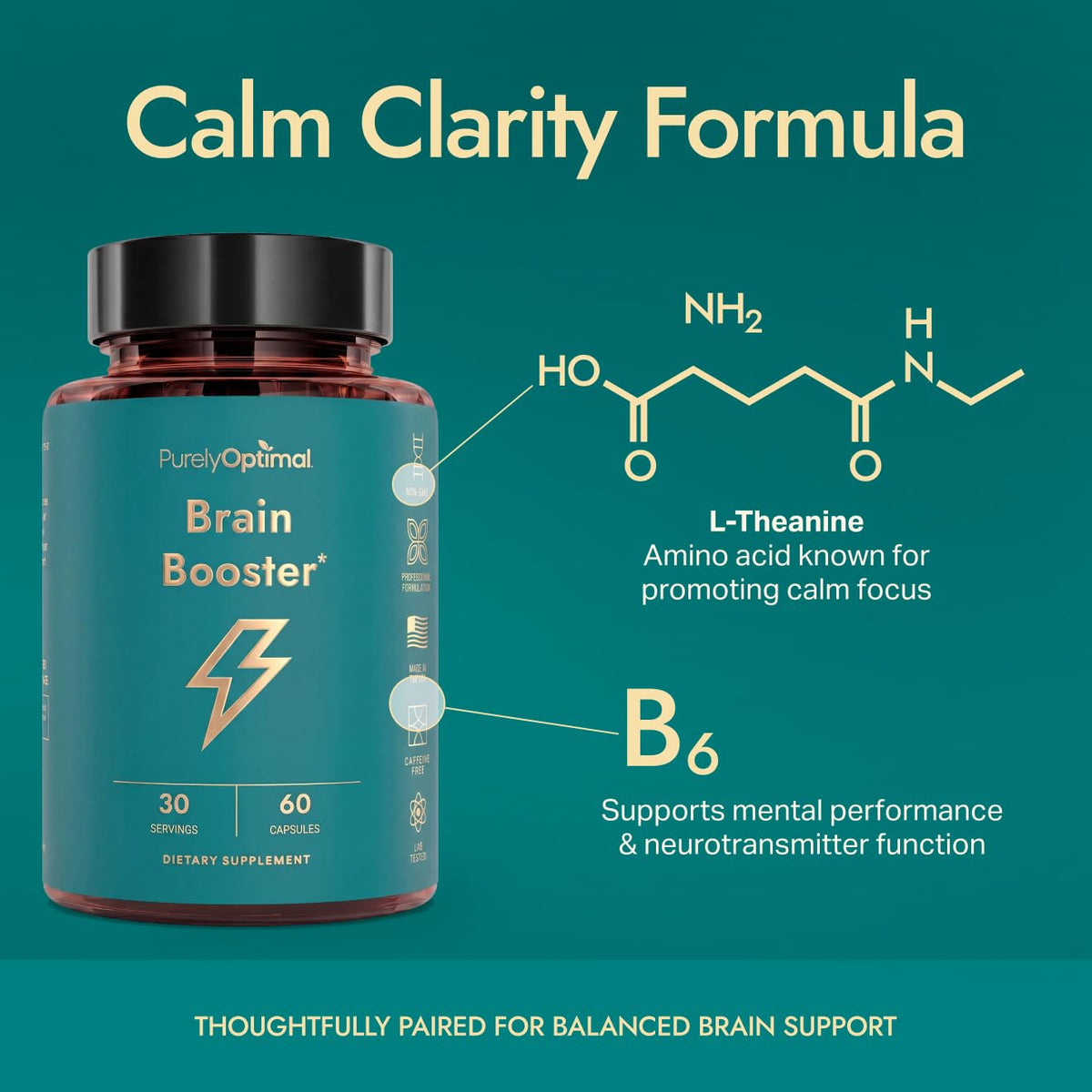 Purely Optimal Brain Booster with Alpha GPC & Ginkgo - 60 Capsules - image 2