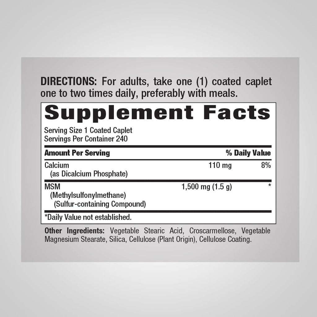 Piping Rock MSM Supplement 1500 mg - 240 Caplets - image 2