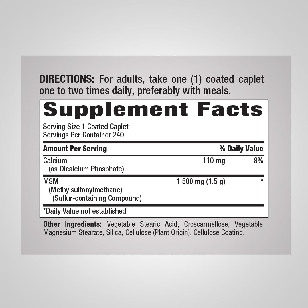 Piping Rock MSM Supplement 1500 mg - 240 Caplets - image 2