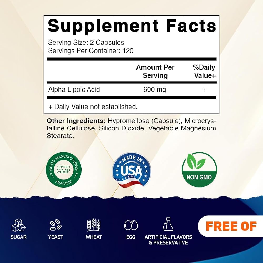 Vitamatic Alpha Lipoic Acid 600 mg - 240 Vegetarian Capsules - image 2