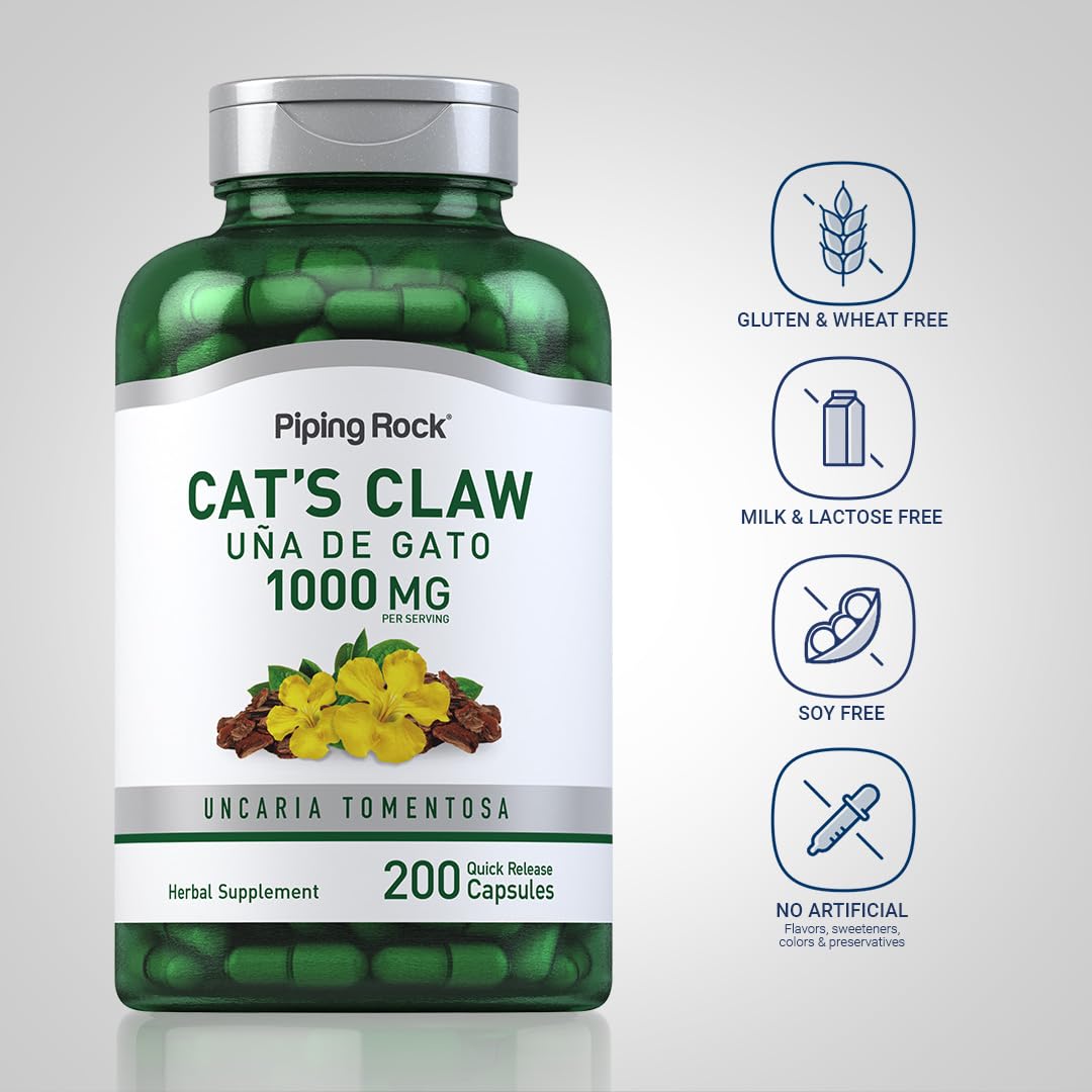 Piping Rock Cat's Claw Herb Supplement 1000mg - 200 Capsules - image 3