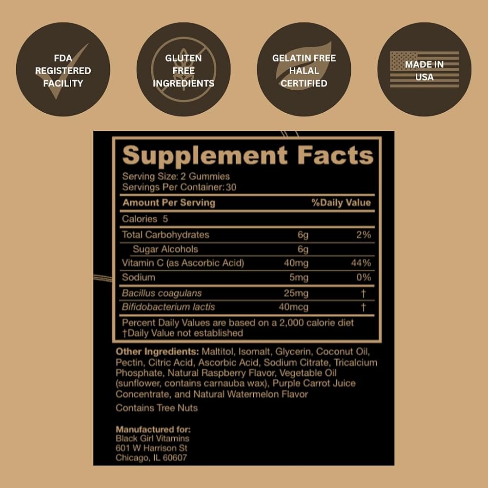 Black Girl Vitamins Probiotic Gummies for Digestive Health - 60ct - image 2