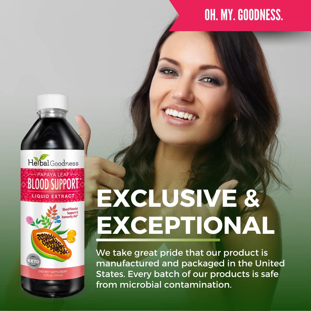 Herbal Goodness Papaya Liquid Blood Support - Papaya Leaf Extract - Healthy Platelet
