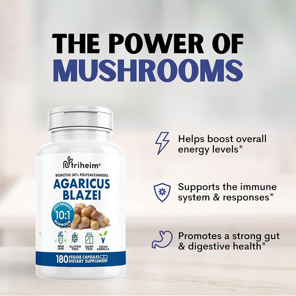 Nutriheim Agaricus Blazei Organic Mushroom Extract - 180 Vegetarian Capsules - image 2