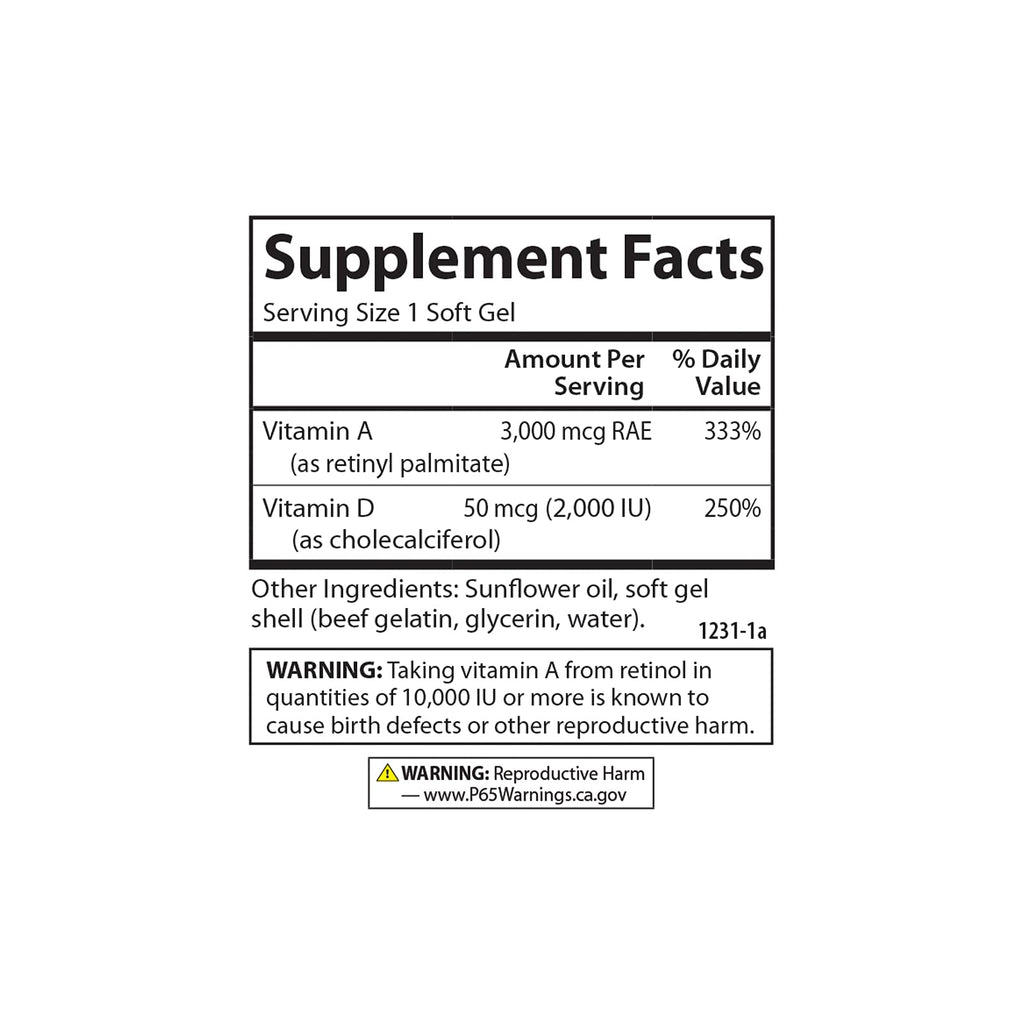 Carlson - A & D, 10000 IU (3000 mcg RAE) & 2,000 IU (50 mcg), Vision