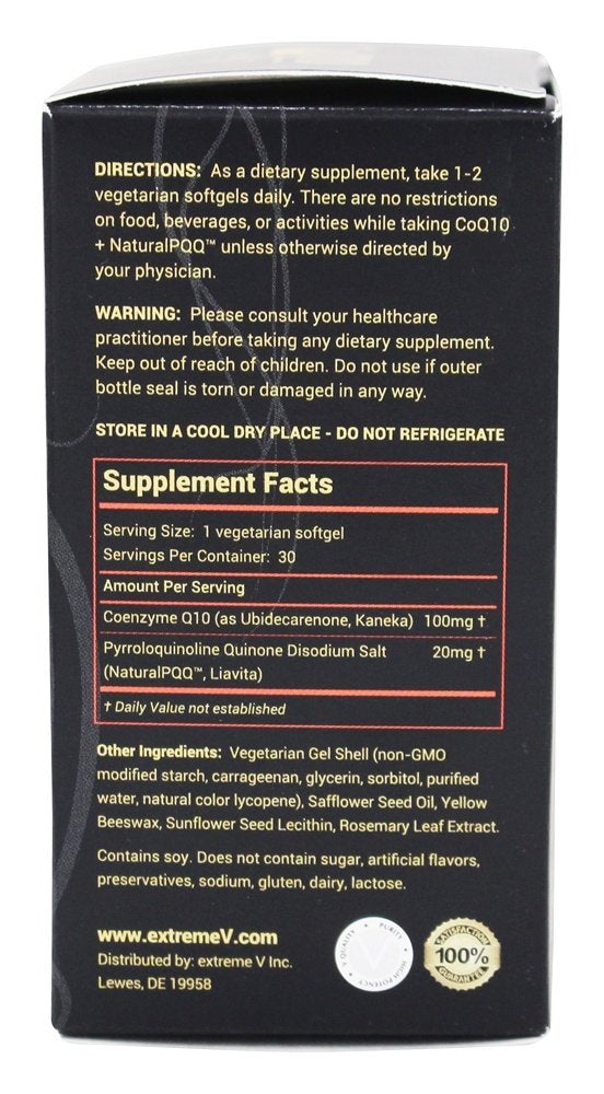 extreme V CoQ10 Plus Natural PQQ - 60 Vegetarian Softgels - image 2