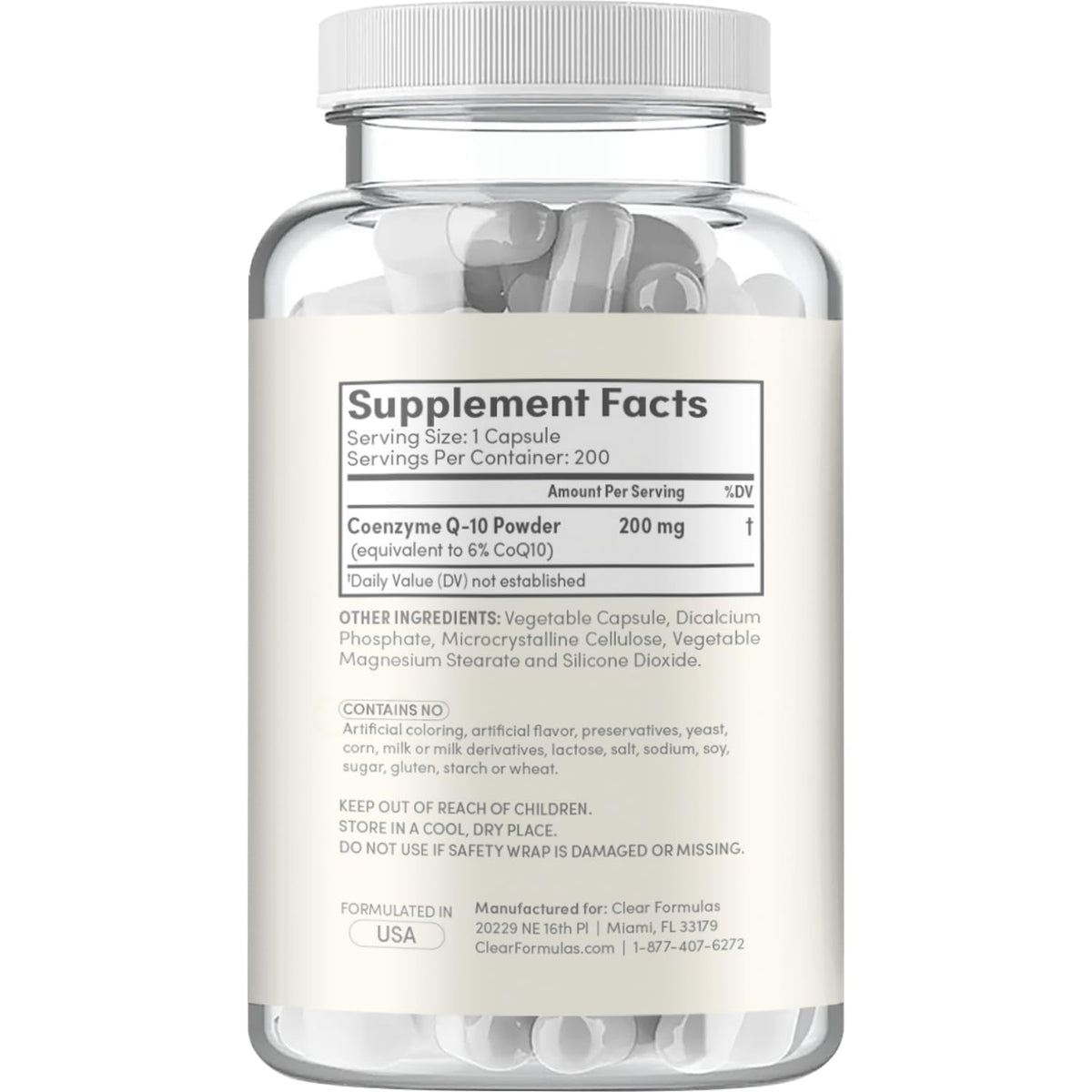 Clear Formulas Quick Absorption CoQ10 200mg Capsules