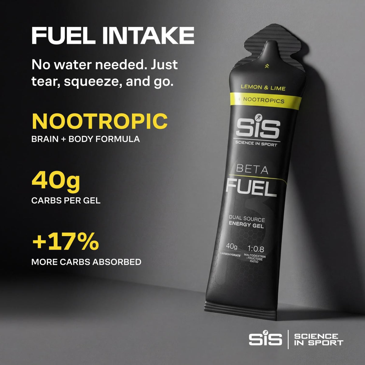 Science in Sport SiS BETA Fuel + Nootropics Energy Gel, 40g Carbs