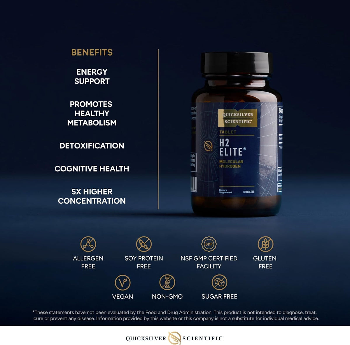Quicksilver Scientific H2 Elite Molecular Hydrogen Tablets - 60 Count - image 4