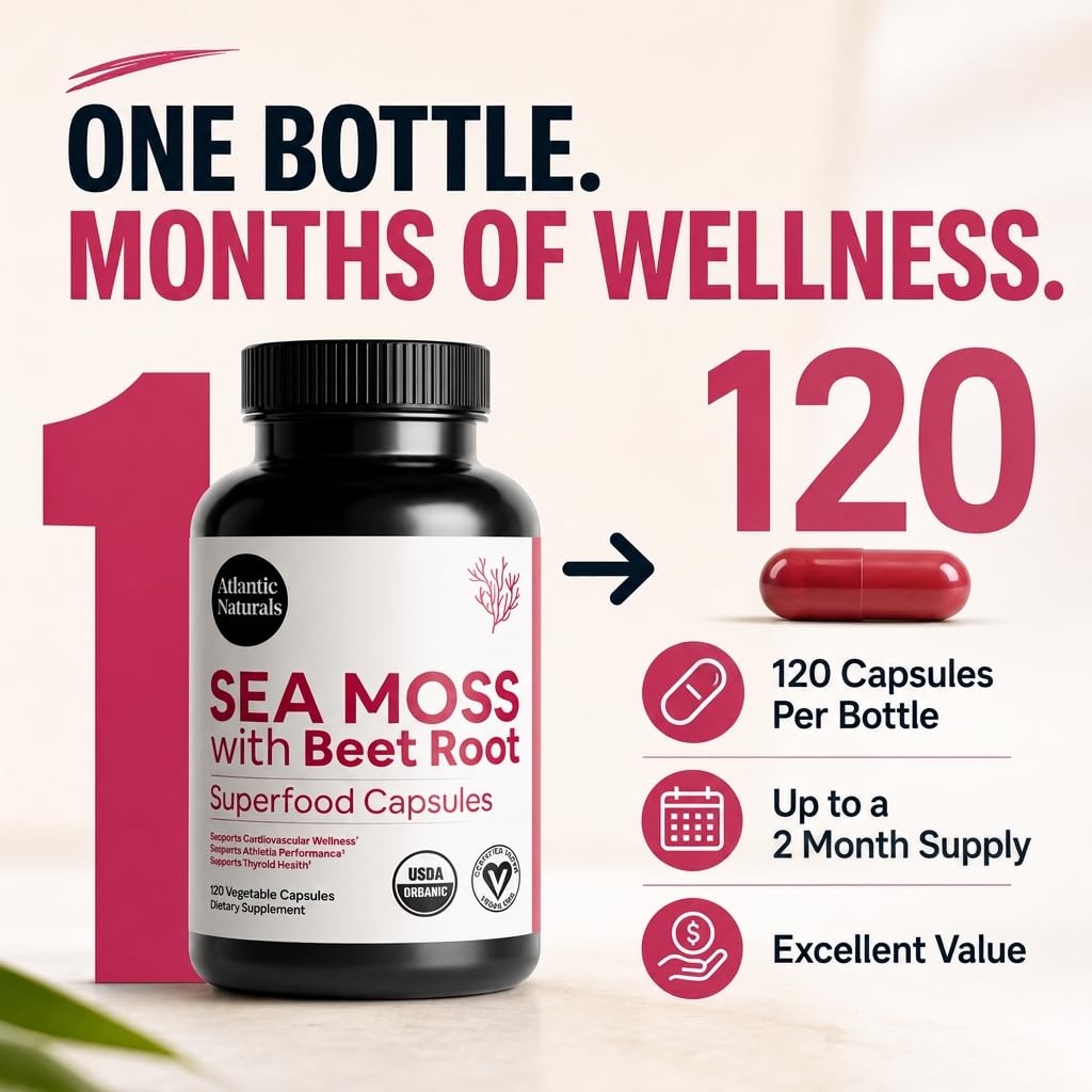 Atlantic Naturals Sea Moss Dietary Supplement - 120 Count Vegetable