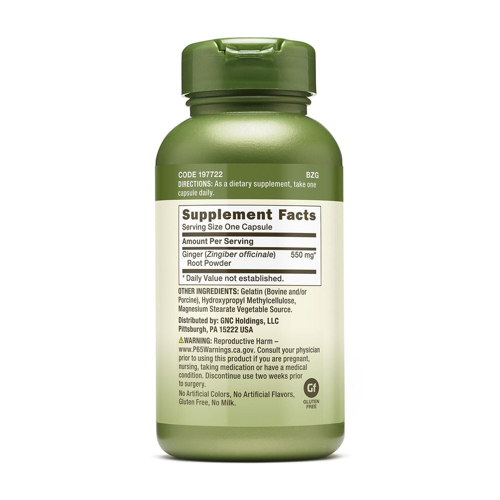 GNC Herbal Plus Ginger Root 550mg Digestive Support - 100 Capsules - image 2