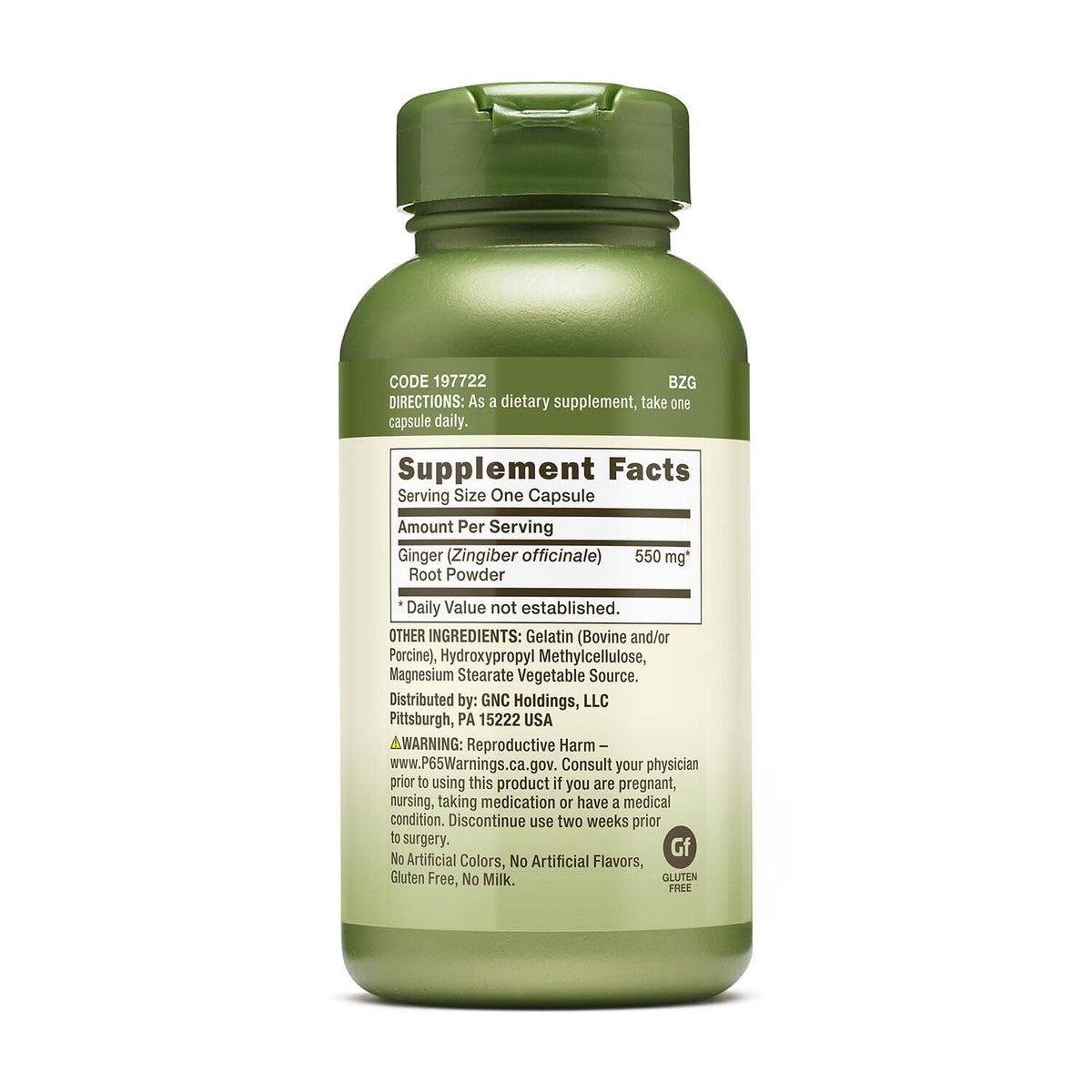 GNC Herbal Plus Ginger Root 550mg Digestive Support - 100 Capsules - image 2