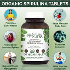 Natural Nutra Spirulina 300mg Organic - 100 Tablets - image 3