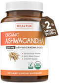 Healths Harmony Organic Ashwagandha Supplement - 120 Tablets