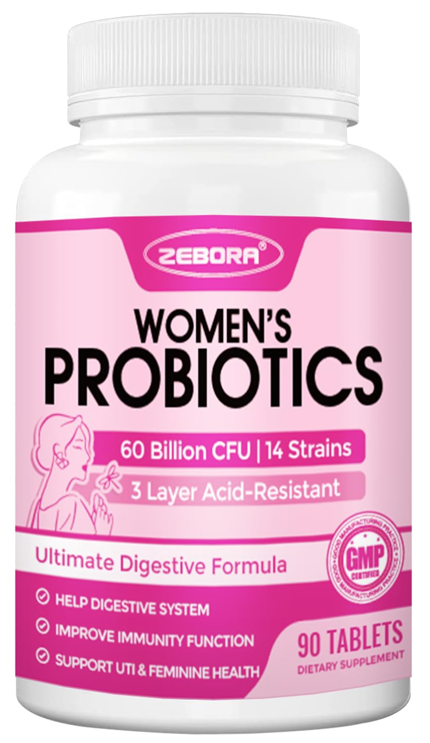ZEBORA Probiotics for Women Digestive Health 50 Billion CFU - 90 Tablets