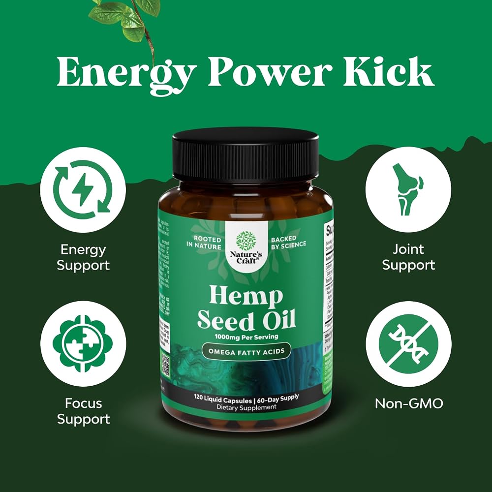Natures Craft Hemp Seed Oil Omega 3-6-9 Capsules - 120 Count - image 2