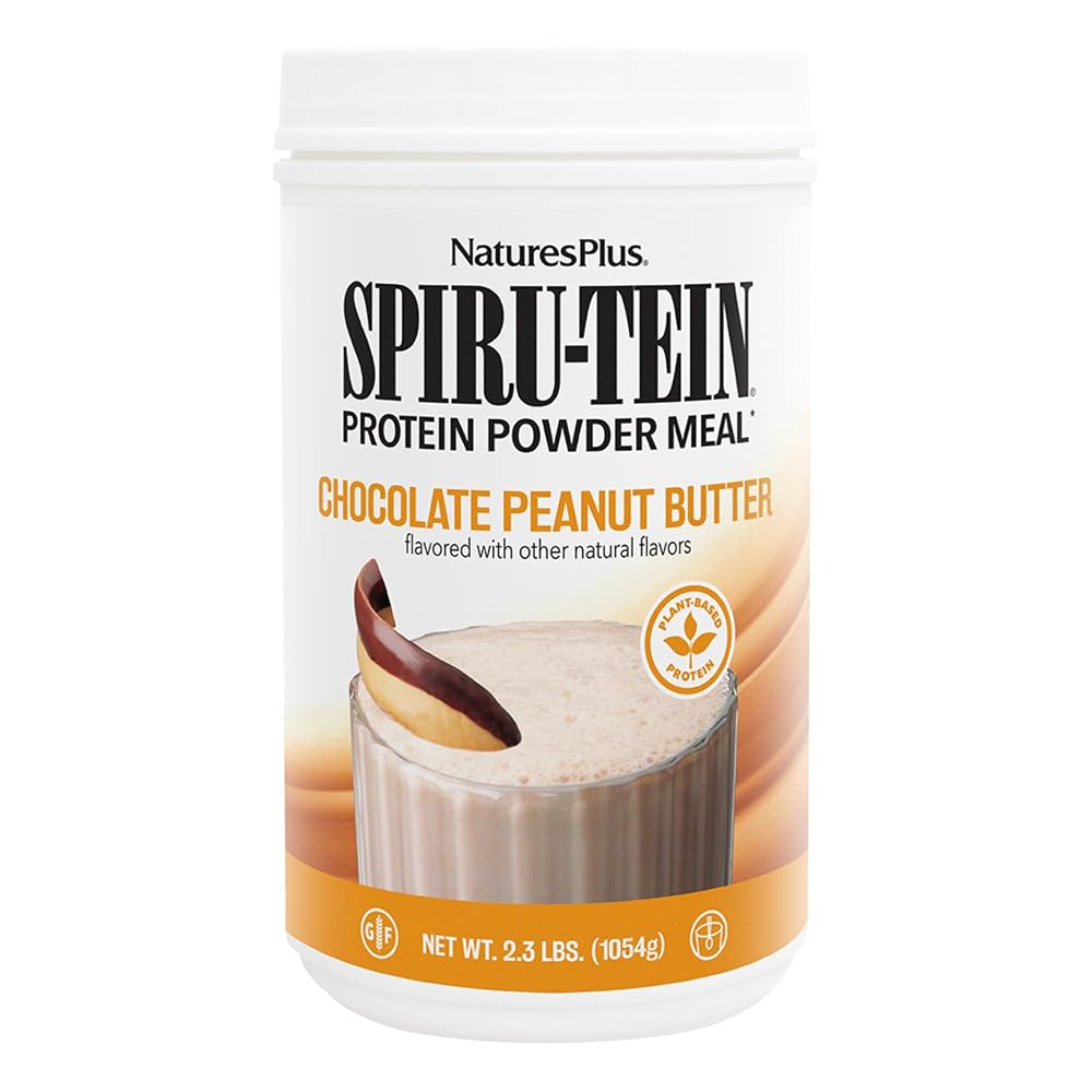 NaturesPlus SPIRU-TEIN Chocolate Peanut Butter Plant-Based Protein Powder