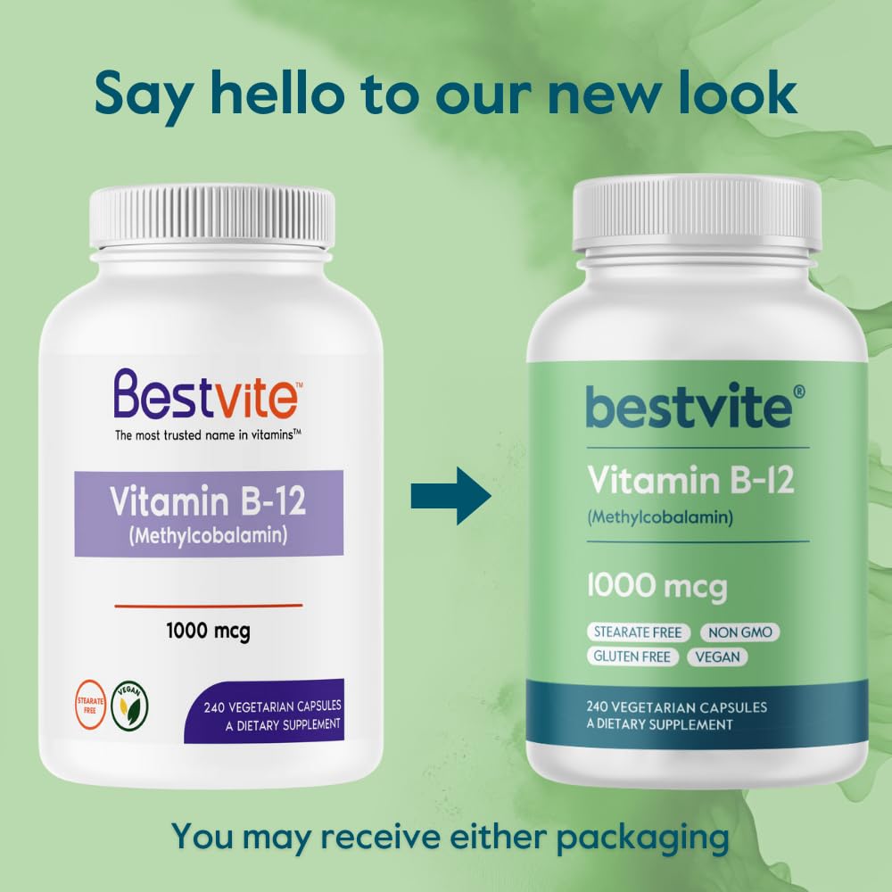BESTVITE Vitamin B12 Methylcobalamin 1000mcg - 240 Vegetarian Capsules - image 7