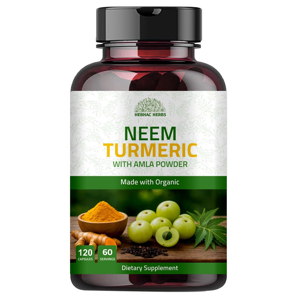 Hebhac Herbs Neem Turmeric Capsules with Amla & Black Pepper