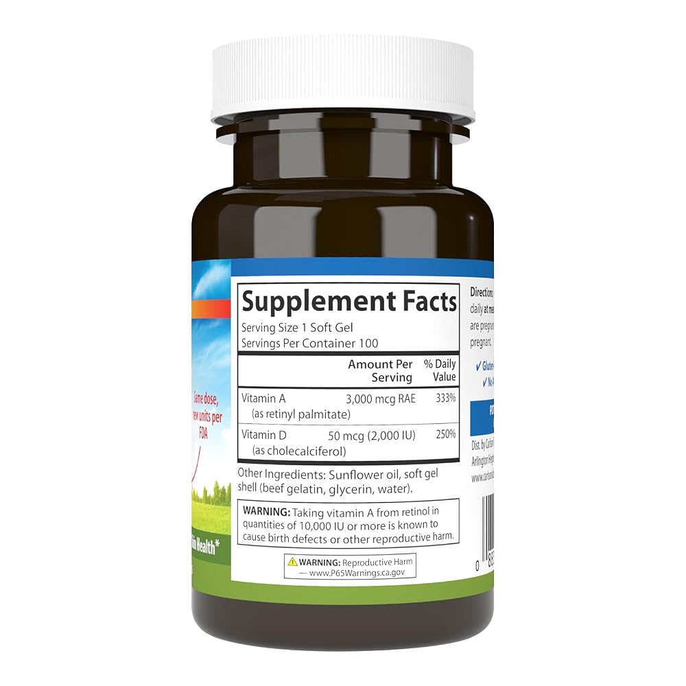 Carlson - A & D, 10000 IU (3000 mcg RAE) & 2,000 IU (50 mcg), Vision - image 3