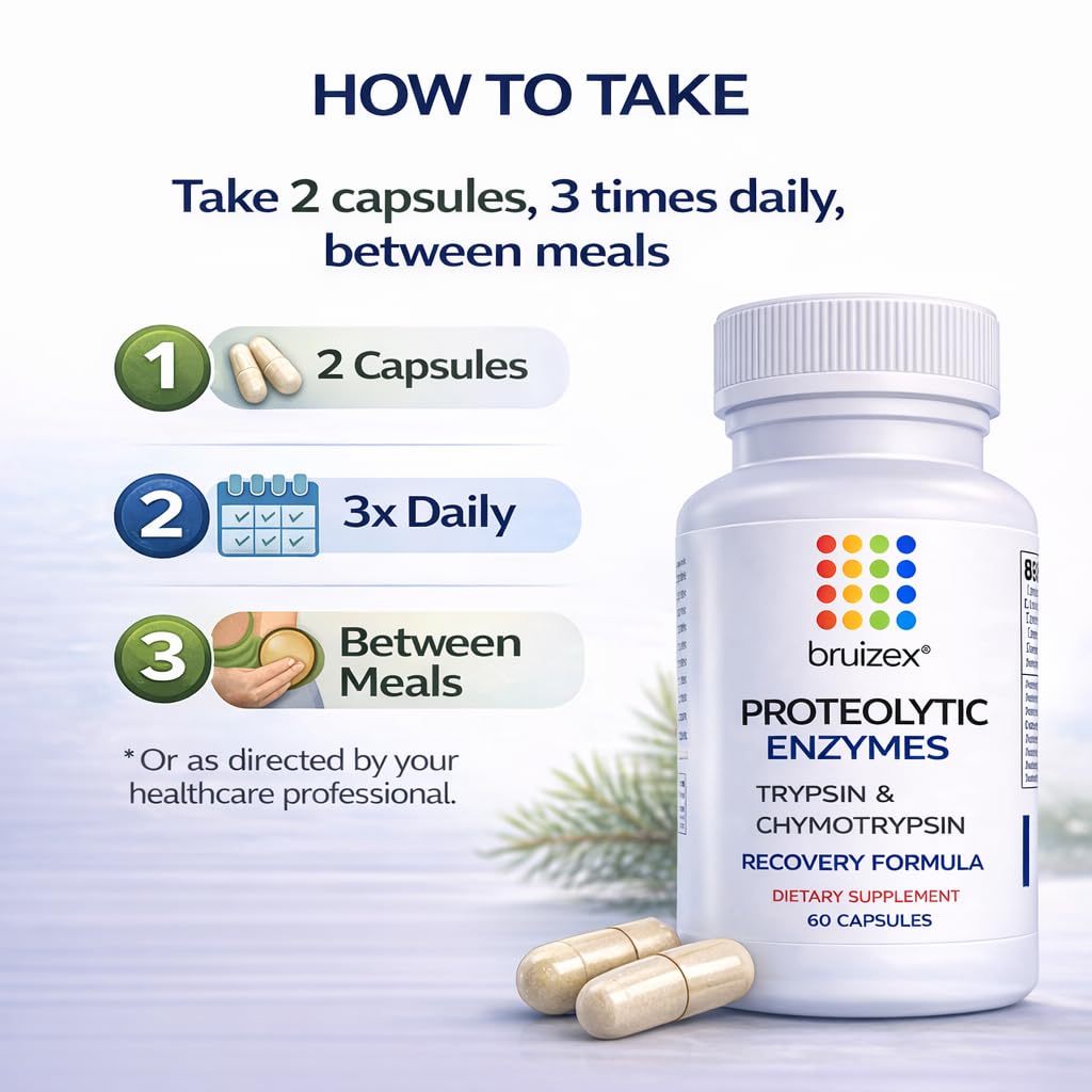 Bruizex Proteolytic Enzymes Trypsin Chymotrypsin Recovery - 60 Capsules - image 6