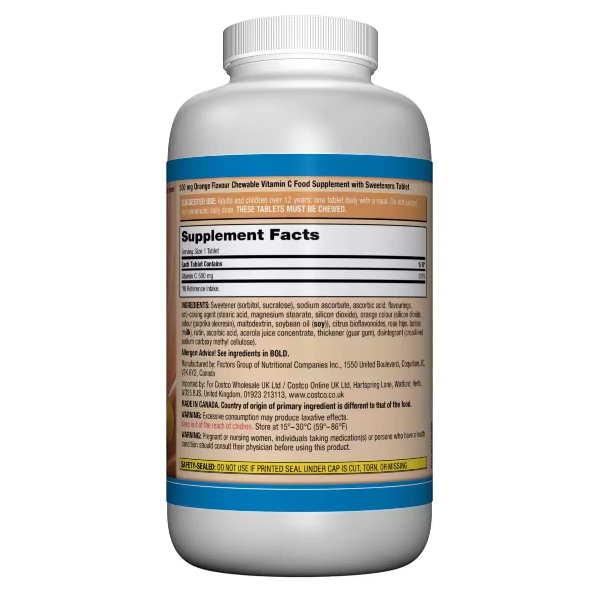 Natures Aid Kirkland Vitamin C 500mg - 500 Chewable Tablets - image 4