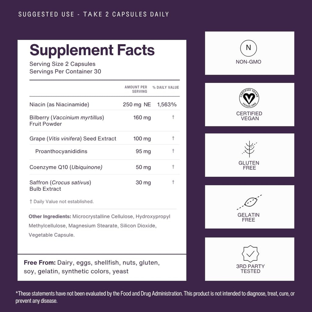 Eyecheck Neuroptene Eye Vitamins with CoQ10 & Saffron - 60 Capsules - image 3