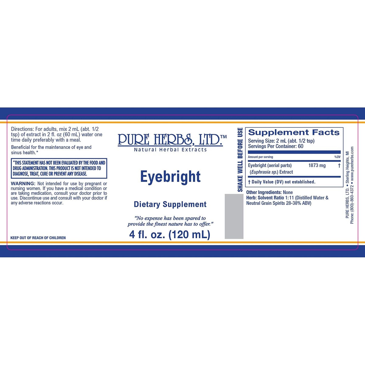 Pure Herbs Eyebright Liquid Herbal Supplement - 4 fl oz - image 3