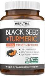 Healths Harmony Black Seed Oil Capsules with Turmeric - 60 Capsules