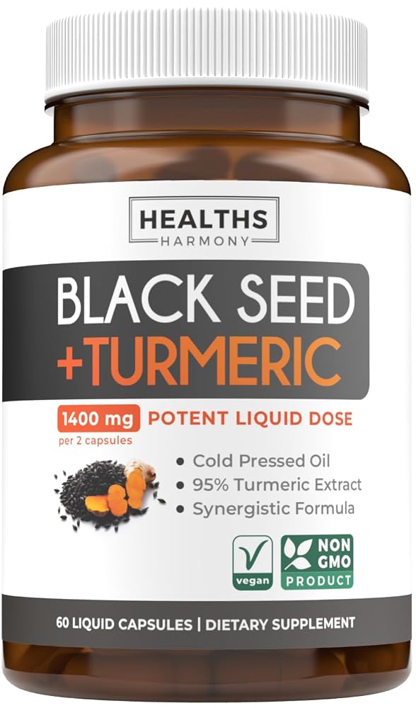 Healths Harmony Black Seed Oil Capsules with Turmeric - 60 Capsules