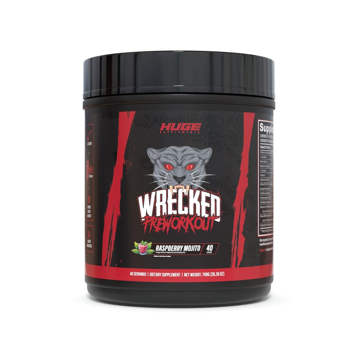 Huge Supplements Wrecked Pre Workout, Advanced Formula, Boosts