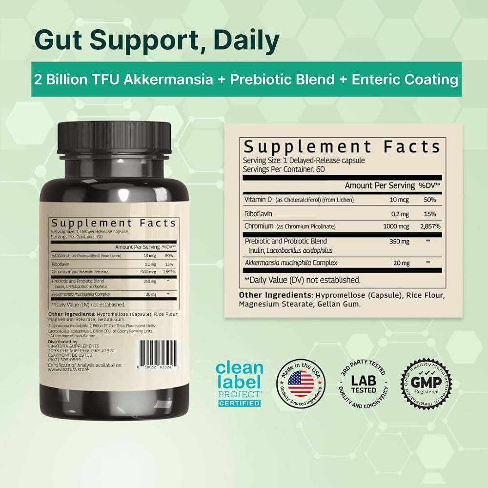 VINATURA Akkermansia Probiotic Supplement - 60 Capsules - image 2