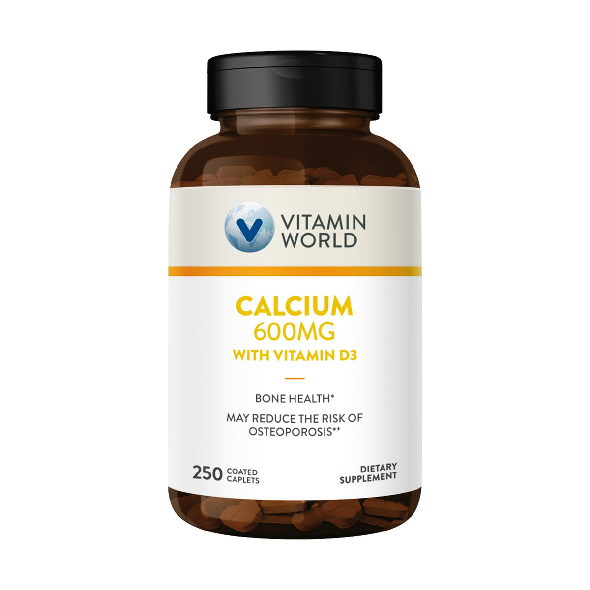 Vitamin World Calcium 600mg + Vitamin D3 - 250 Caplets