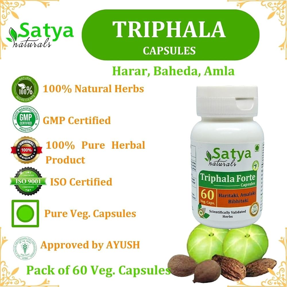 Satya Naturals Triphala Forte Capsules 500 mg. 60 Veg. Capsule
