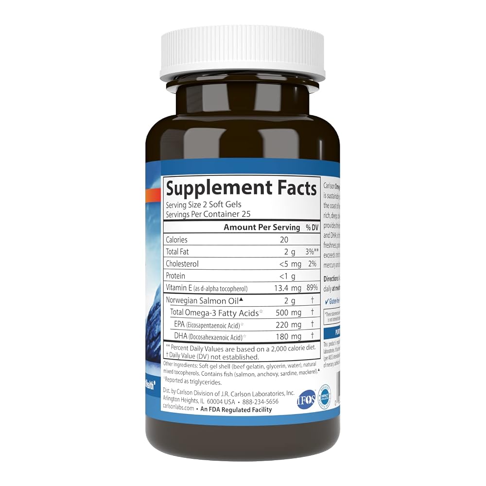 Carlson Salmon Oil Omega-3 500 mg - 50 Softgels - image 2