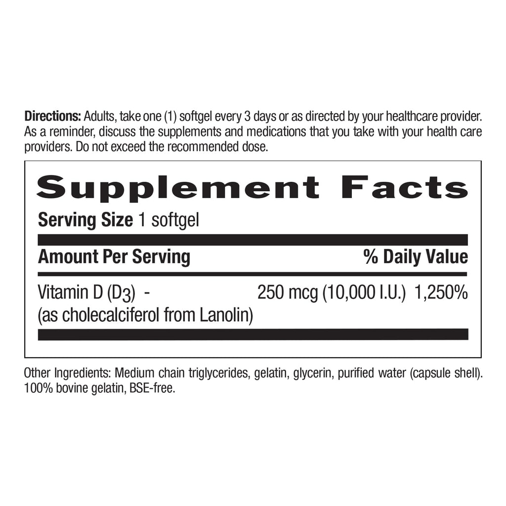 Country Life Vitamin D3 10,000 IU High Potency Non-Fish - 200 Softgels - image 7