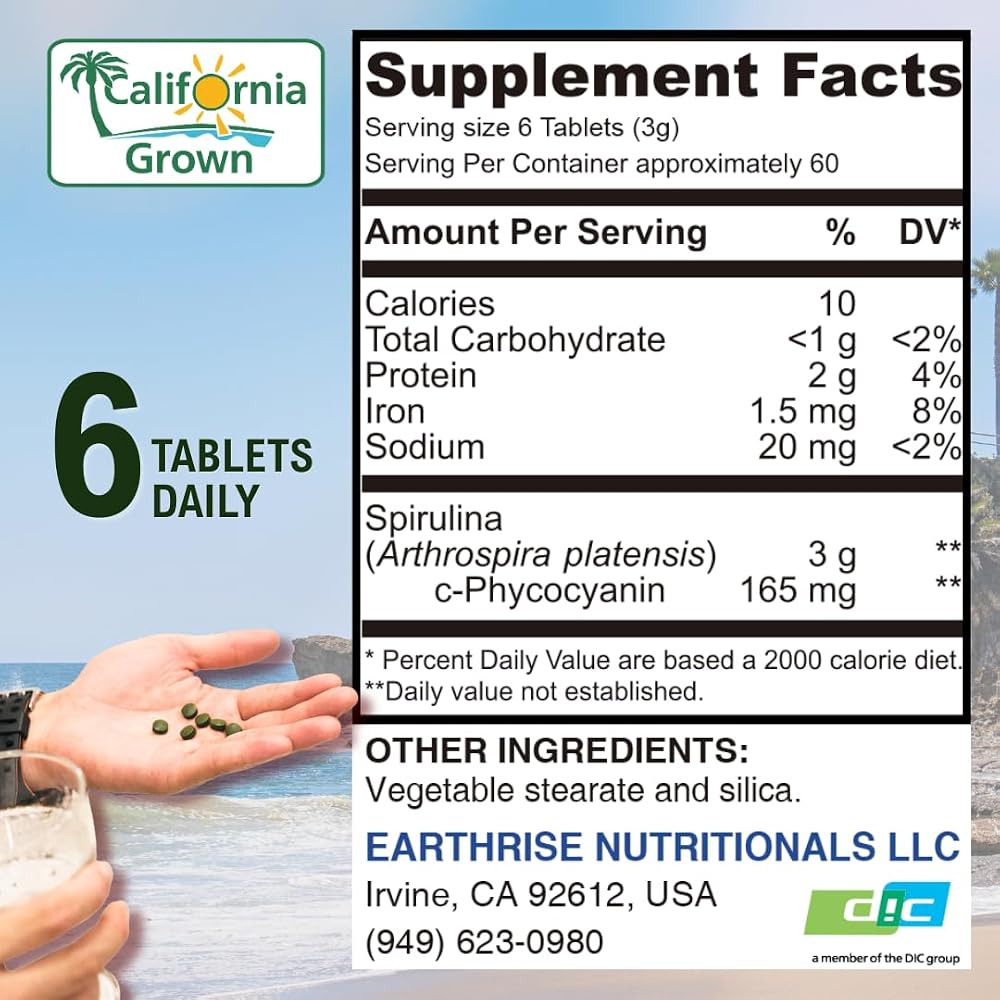 Earthrise Superfood California Grown Spirulina 500mg Tablets