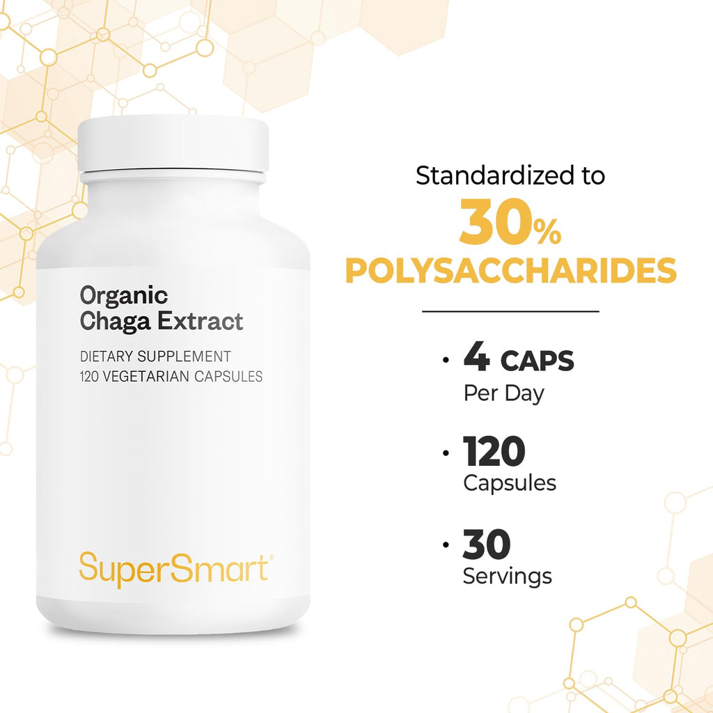 Supersmart Organic Chaga Extract 1500mg - 90 Vegetarian Capsules - image 5