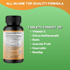 SHIFAA NUTRITION Halal Vitamin C-500 Tablets 60 Servings. Vegetarian