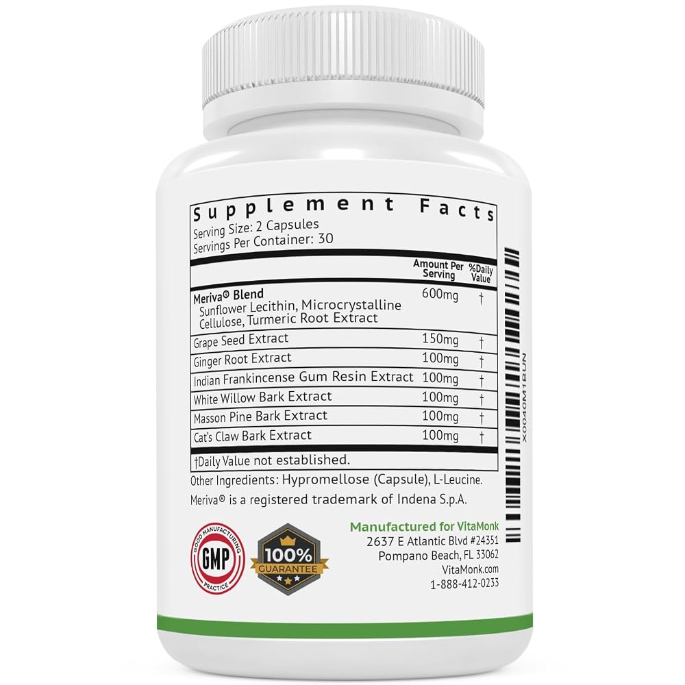 VitaMonk Turmeric Curcumin Supplement with Meriva - 60 Capsules - image 8