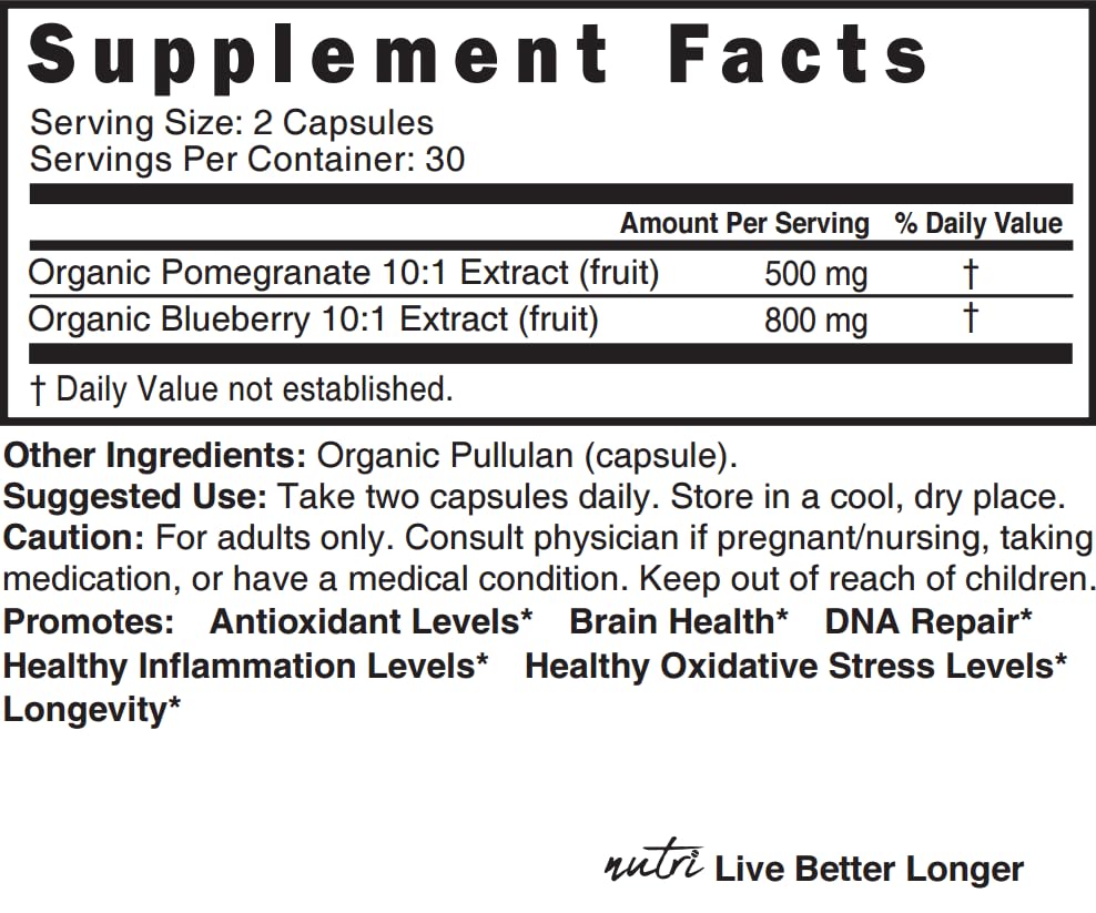 Nature's Fusions Blueberry Pomegranate 1300mg Organic - 60 Capsules - image 4