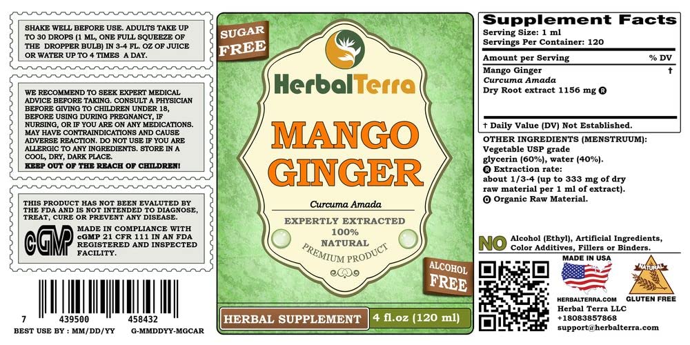 Herbal Terra LLC Mango Ginger (Curcuma Amada) Dried Root Liquid