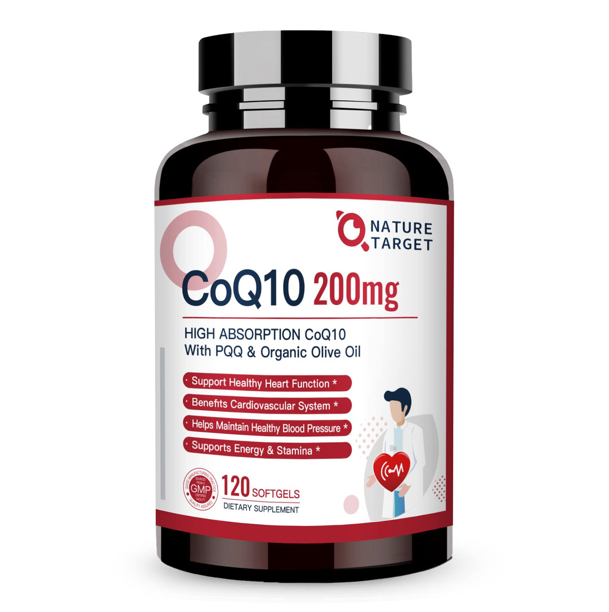 NATURE TARGET CoQ10 200mg Softgels with PQQ - 120 Softgels