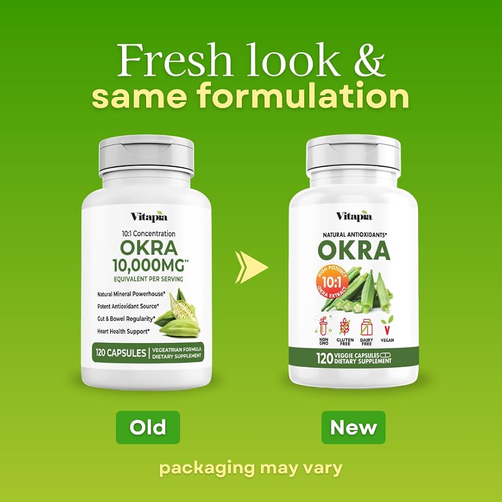 Vitapia Okra Extract 10:1 Ratio - 120 Vegetarian Capsules - image 2