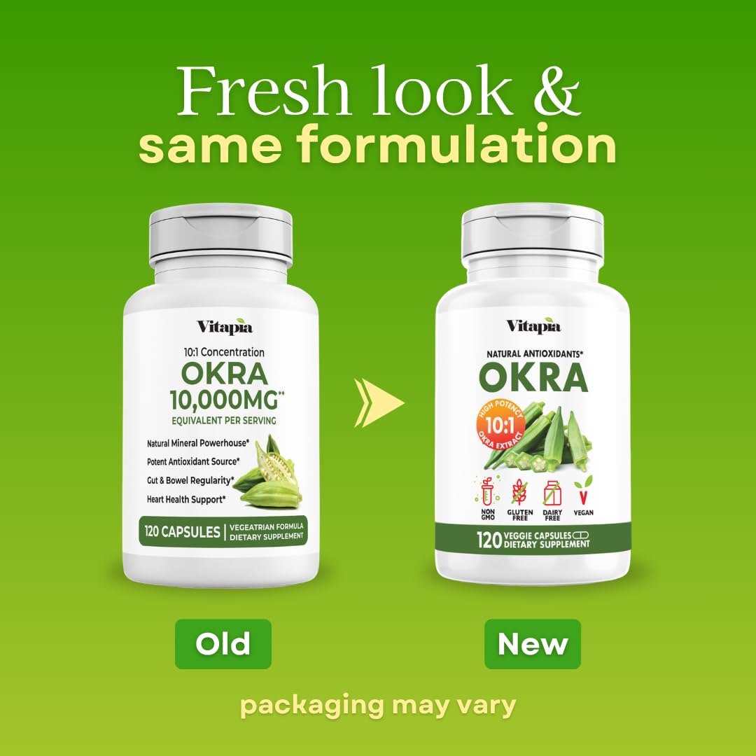 Vitapia Okra Extract 10:1 Ratio - 120 Vegetarian Capsules - image 2