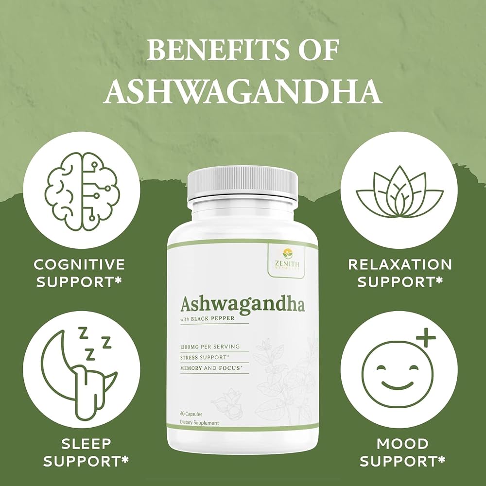 Zenith Vitality Ashwagandha 1300mg Stress Relief - 60 Capsules - image 4