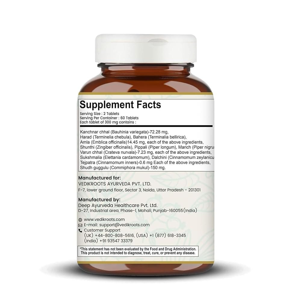 VEDIKROOTS Kanchnar Guggulu - Ayurvedic Supplement for Thyroid