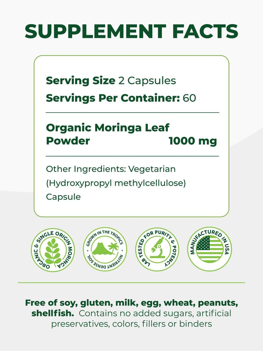 Pura Vida Moringa Organic Moringa Capsules Energy Support - 240 Count - image 4